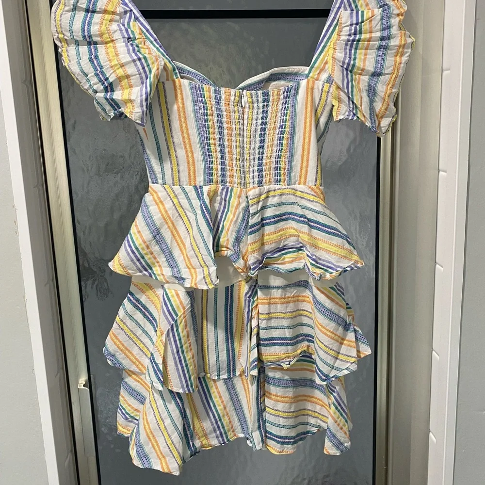 NWOT Amanda Uprichard New York Stripe Ruffle Dress - Picture 2 of 7